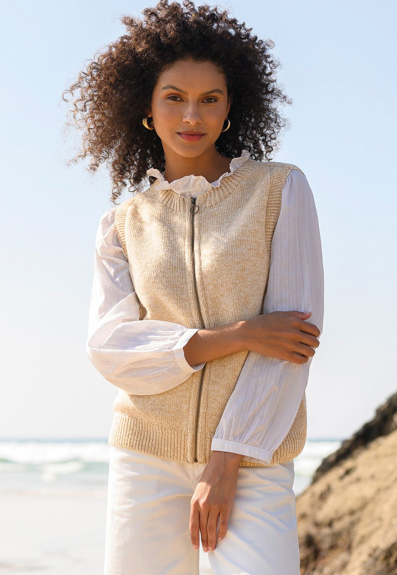 Zip Through Sleeveless Cardigan