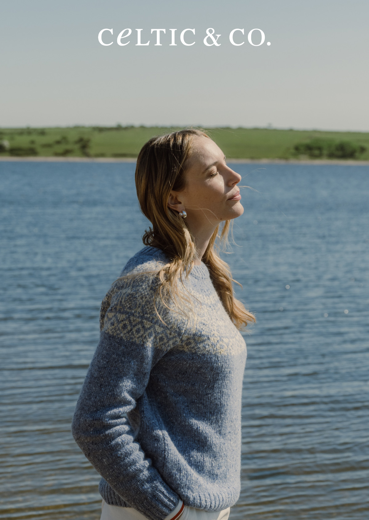 Donegal Fair Isle Yoke Jumper, (Vintage Blue)