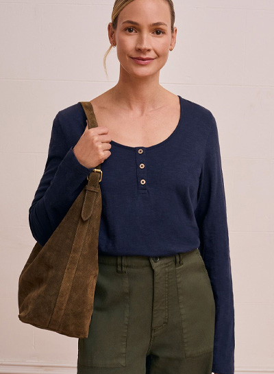 Organic Cotton Scoop Neck Henley