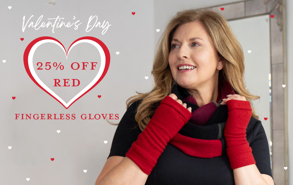 Valentine's Day 25% off Red Fingerless Gloves