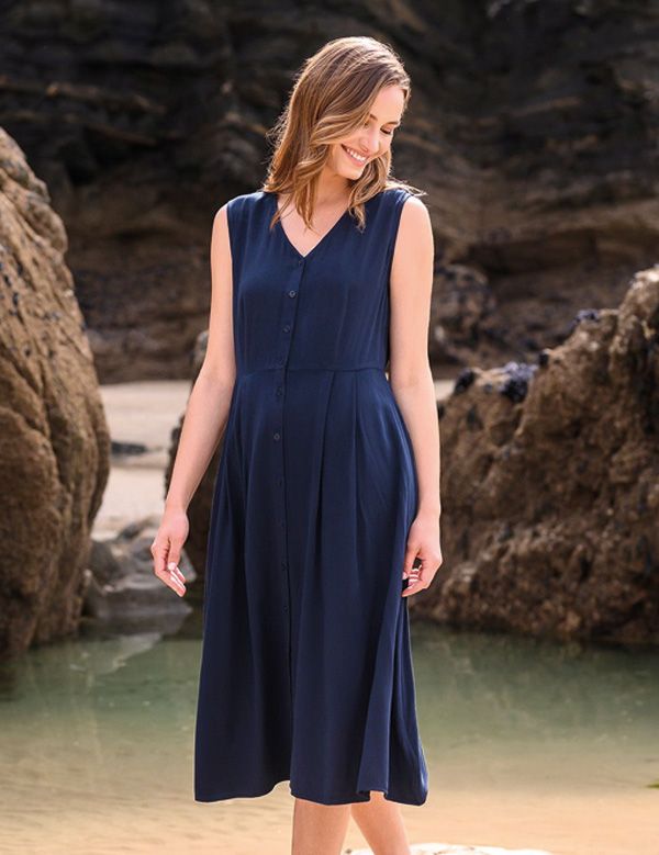 Sleeveless Button Through Midi Dress