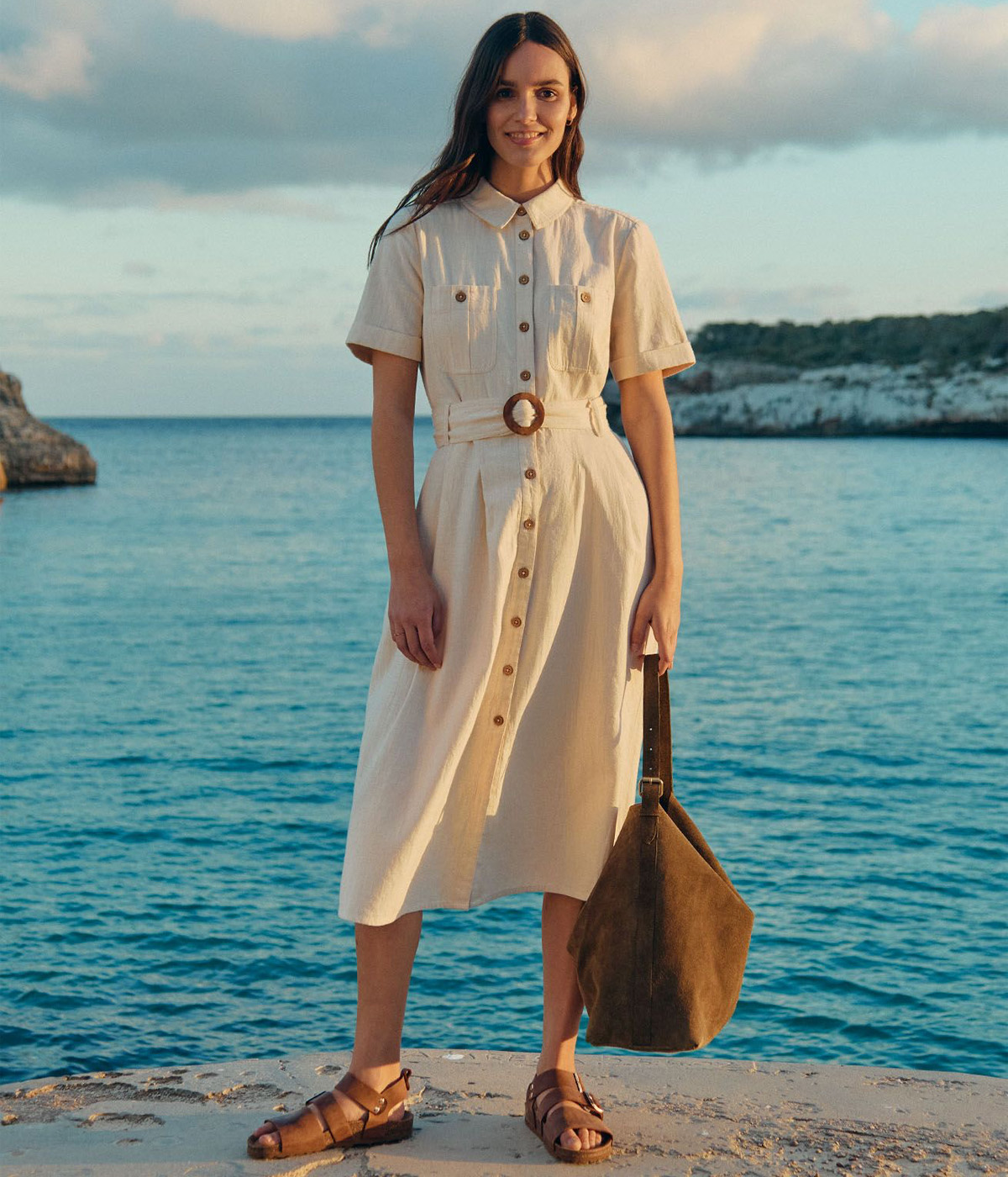 Belted Midi Shirt Dress