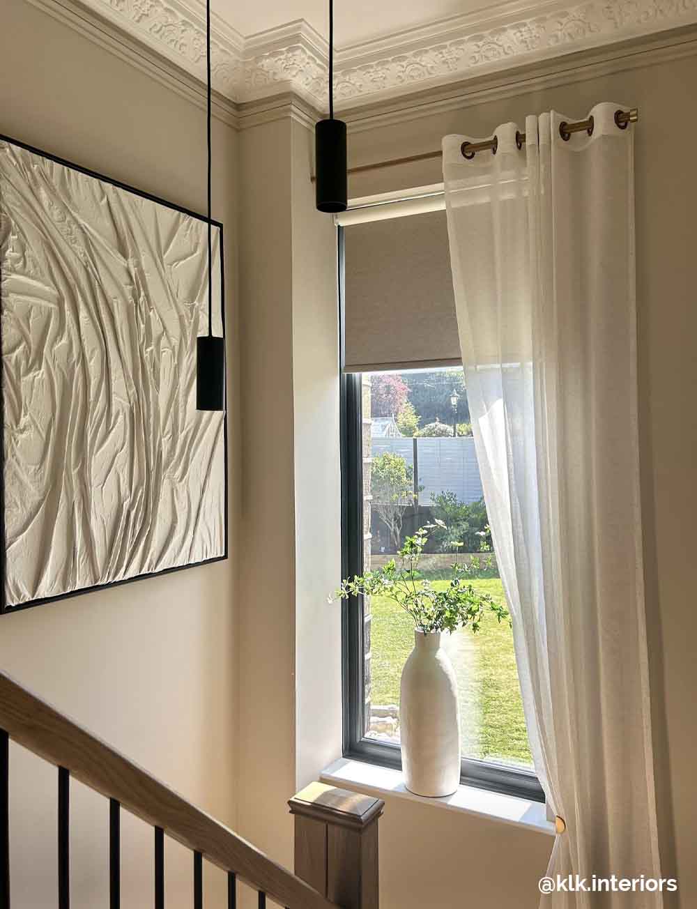 Layering roller blinds & curtains