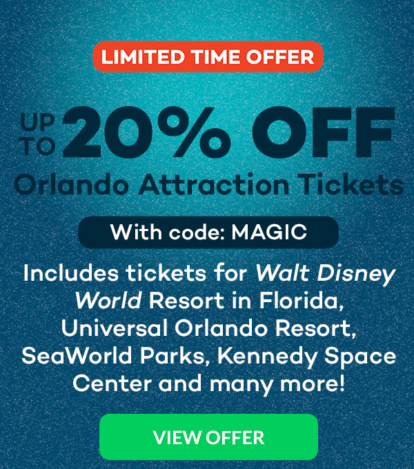 20% OFF Orlando Attraction Tickets with code:MAGIC