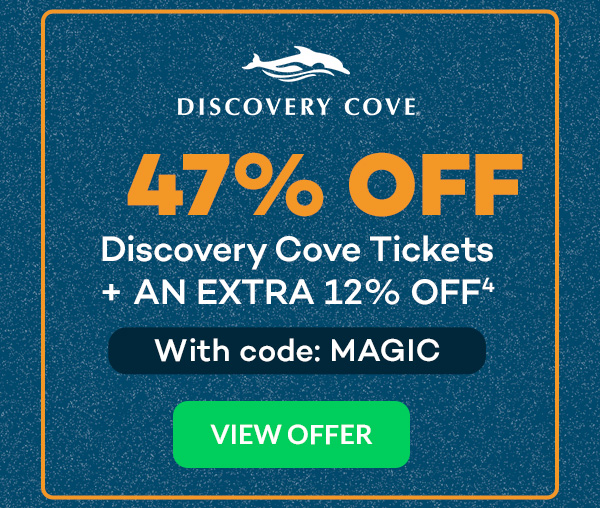 Up to 47% off Discovery Cove Tickets + an extra 12% off(4) with code MAGIC