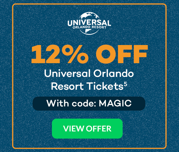 12% off Universal Orlando Resort Tickets(5) with code MAGIC