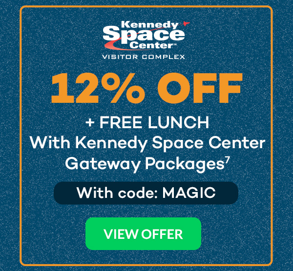 12% off + FREE lunch with Kennedy Space Center Gateway Packages(7) with code MAGIC