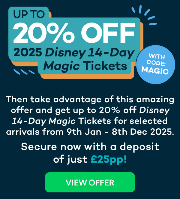 Up to 20% off 2025 Disney 14-Day Magic Tickets