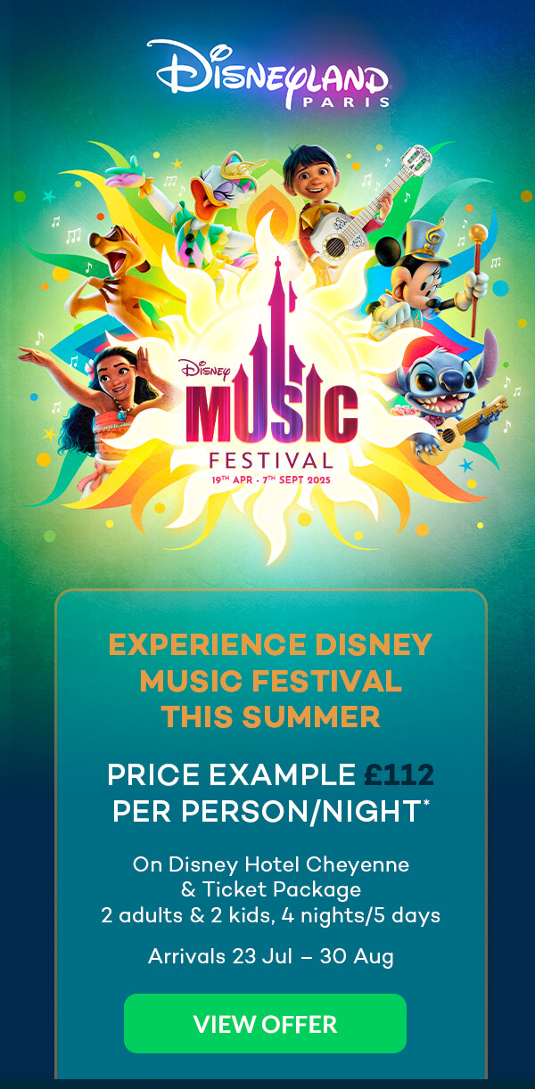 Experience Disney Music Festival this Summer - Price example £112 Per person/per night*