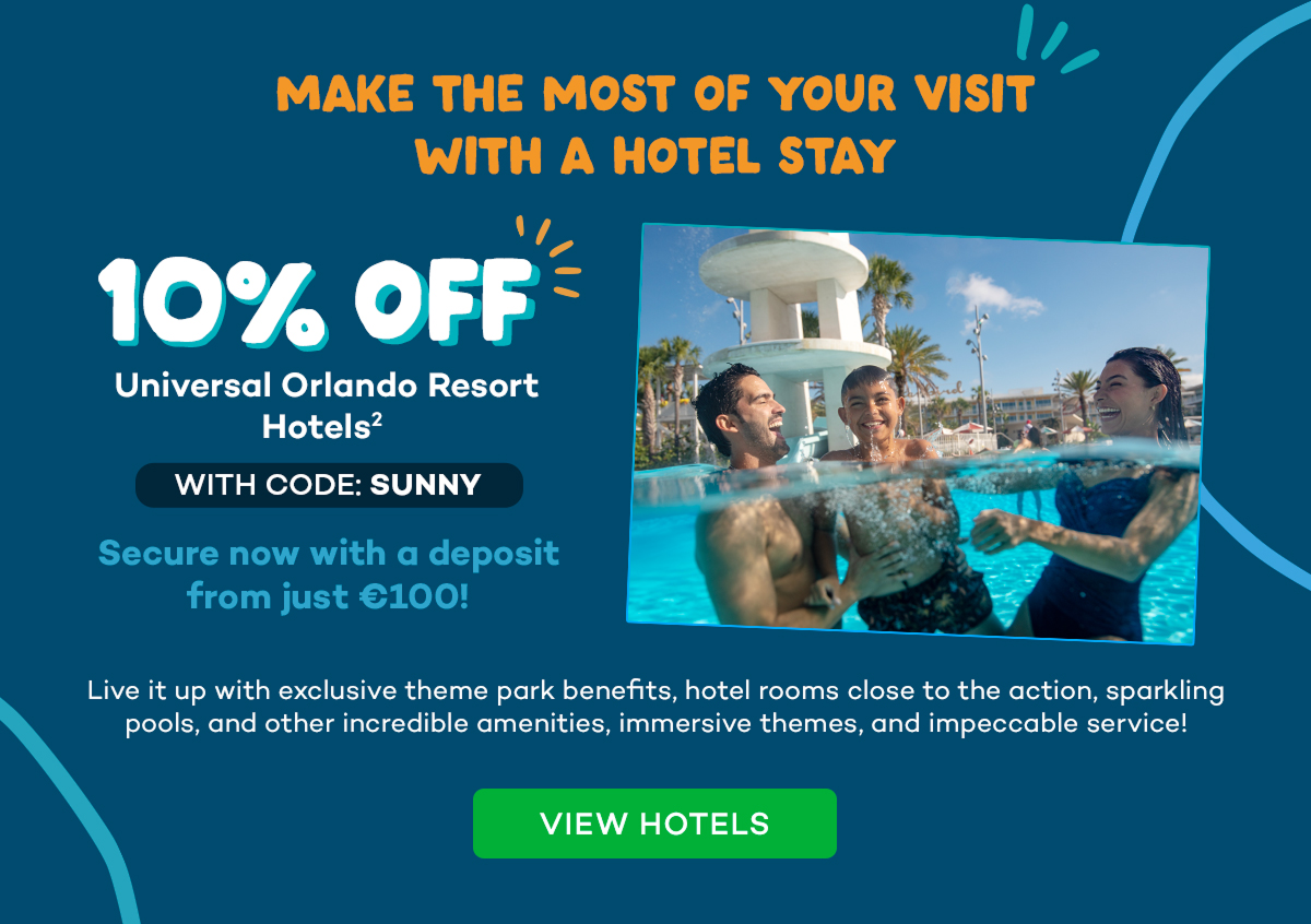 10% off Universal Orlando Hotels with code: SUNNY