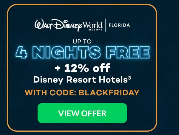 Up to 4 Nights FREE + 12% off Disney Resort Hotels(3)