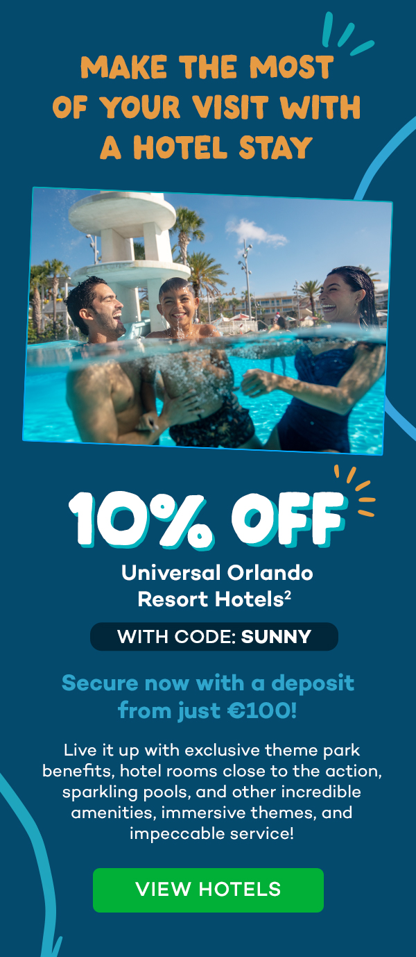 10% off Universal Orlando Resort Hotels with code: SUNNY