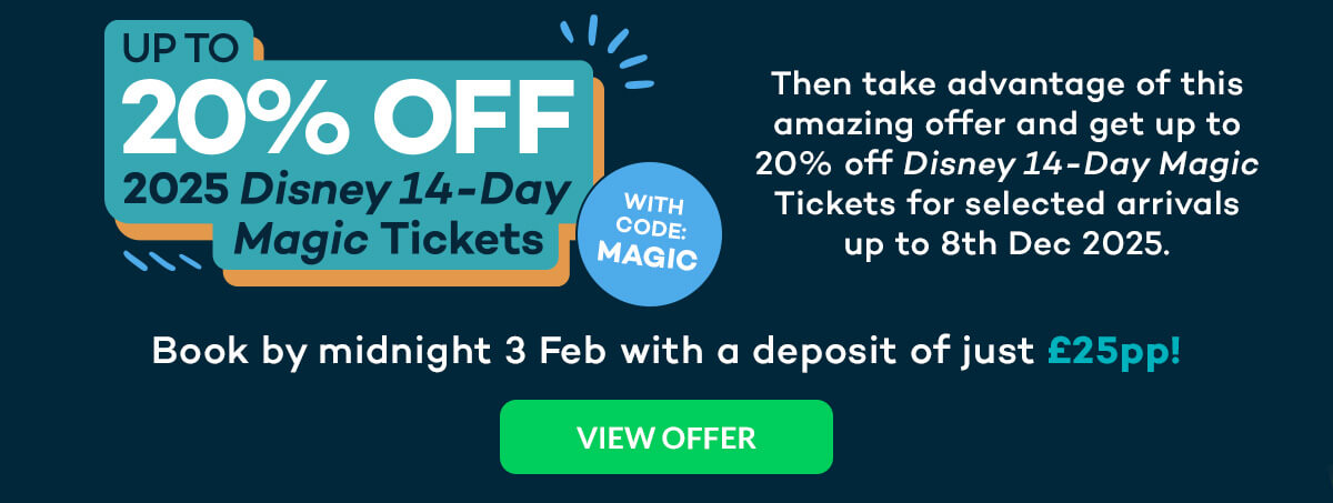 Up to 20% off 2025 Disney 14-Day Magic Tickets