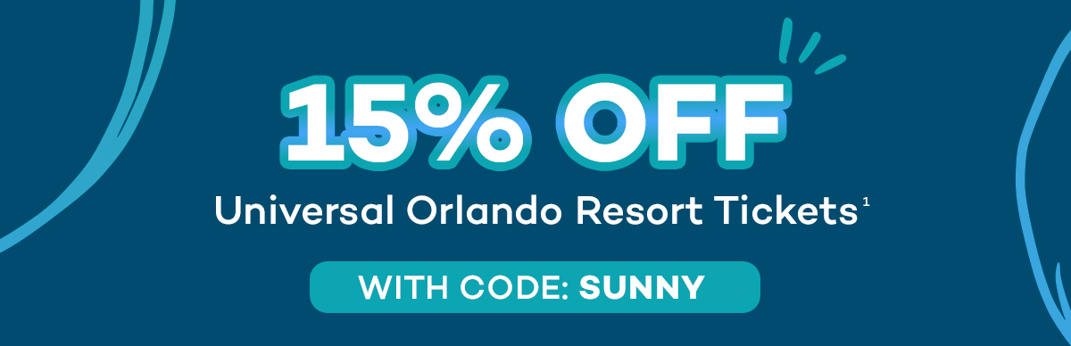 15%off Universal Orlando Resort Tickets with code: SUNNY