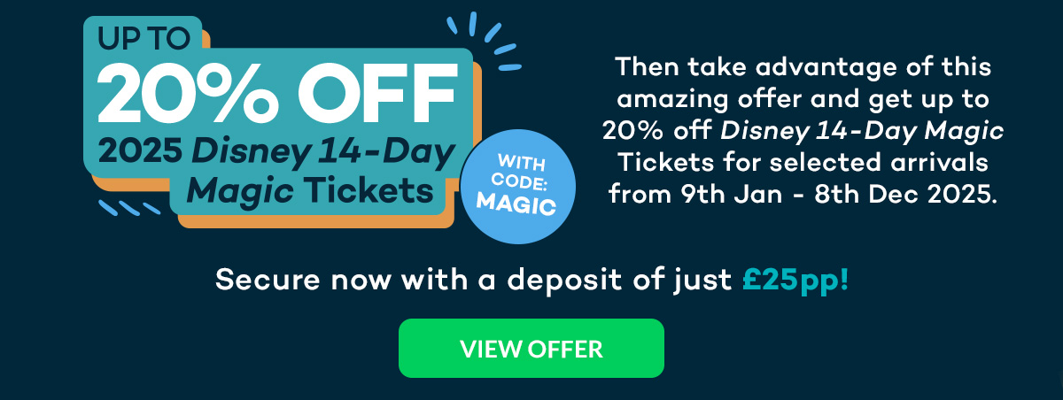 Up to 20% off 2025 Disney 14-Day Magic Tickets