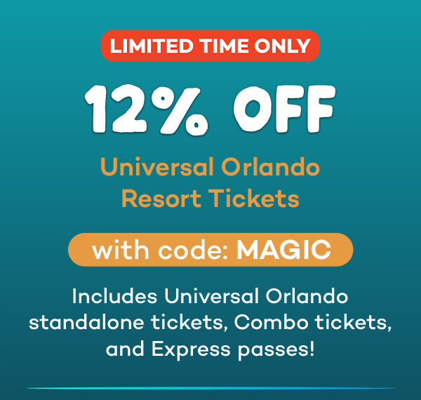 12% OFF UNIVERSAL ORLANDO RESORT TICKETS WITH CODE: MAGIC