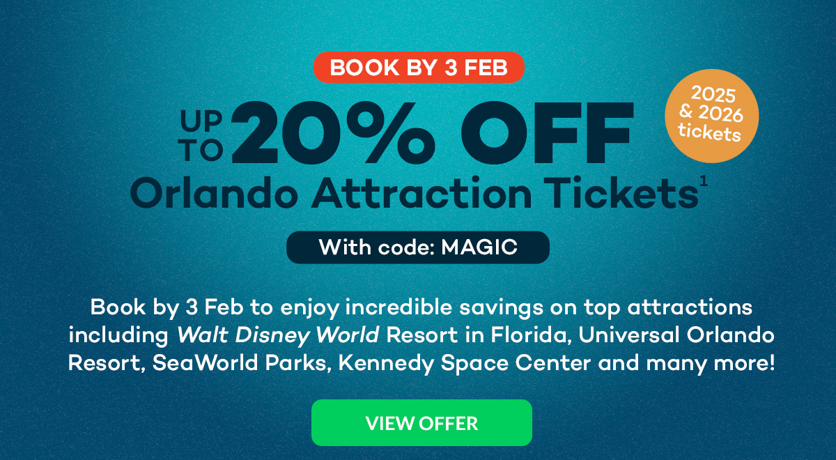 Up to 20% OFF Orlando Attraction Tickets with code:MAGIC