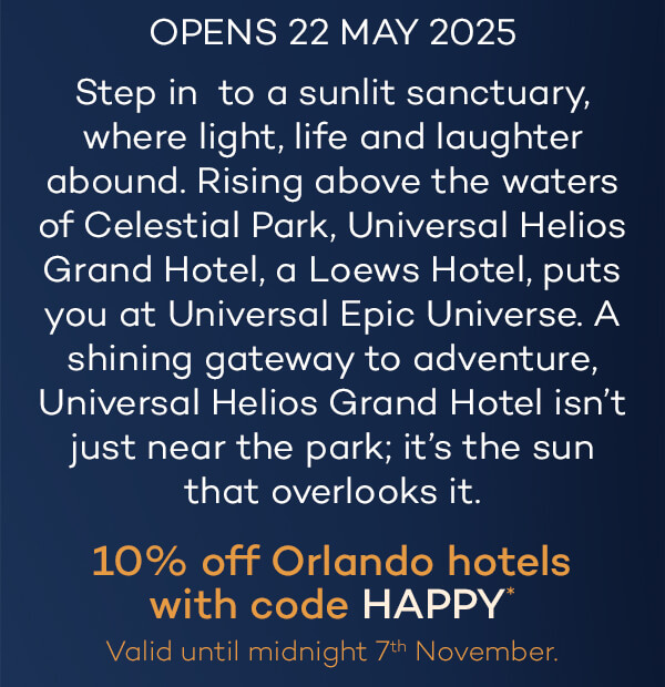 10% off Orlando hotels with code HAPPY*