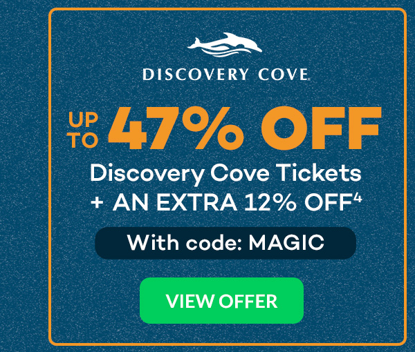 Up to 47% off Discovery Cove Tickets + an extra 12% off(4) with code MAGIC