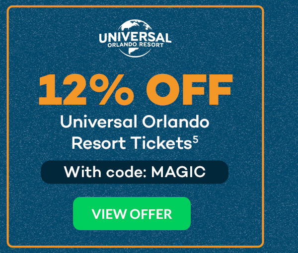 12% off Universal Orlando Resort Tickets(5) with code MAGIC