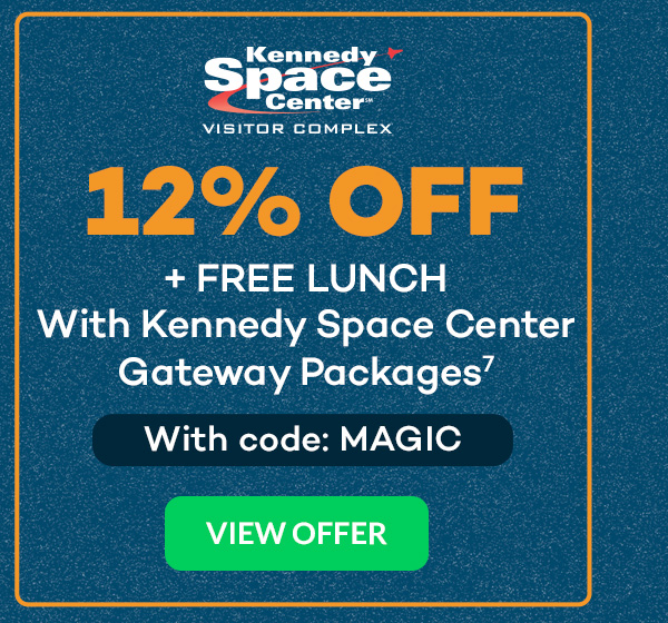 12% off + FREE lunch with Kennedy Space Center Gateway Packages(7) with code MAGIC