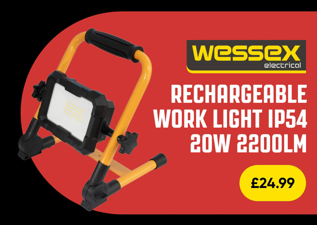 Wessex Rechargeable Work Light IP54 20W 2200lm