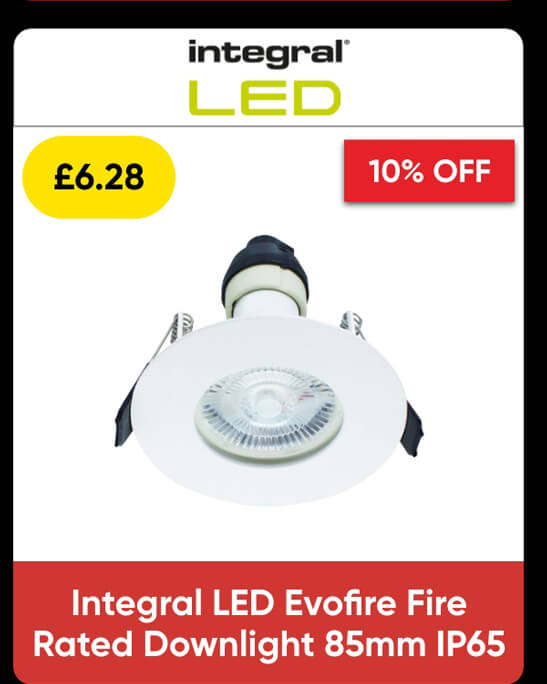 Integral LED Evofire Fire Rated Downlight 85mm IP65 White