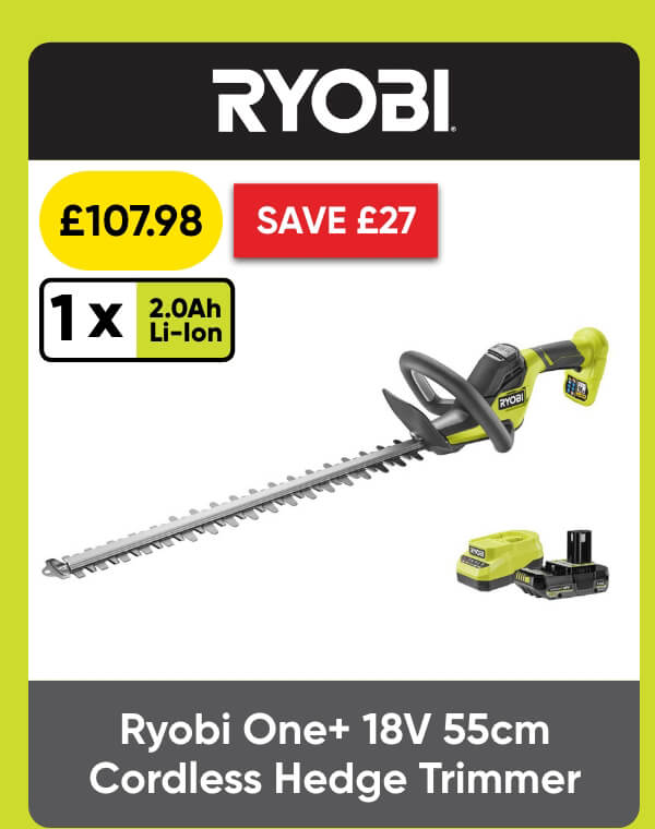 Ryobi One+ 18V 55cm Cordless Hedge Trimmer 1 x 2.0Ah
