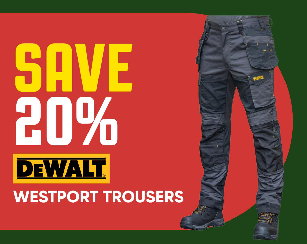 DeWalt Westport Ripstop Stretch Holster Pocket Trousers Grey/Black 36