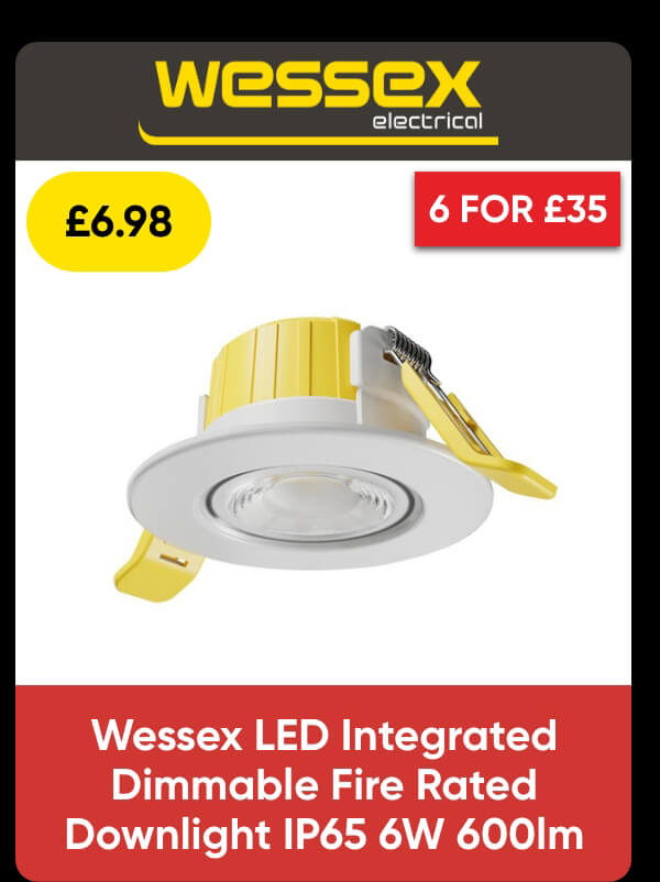 Wessex LED Integrated Dimmable Fire Rated Downlight IP65 6W 600lm 3CCT