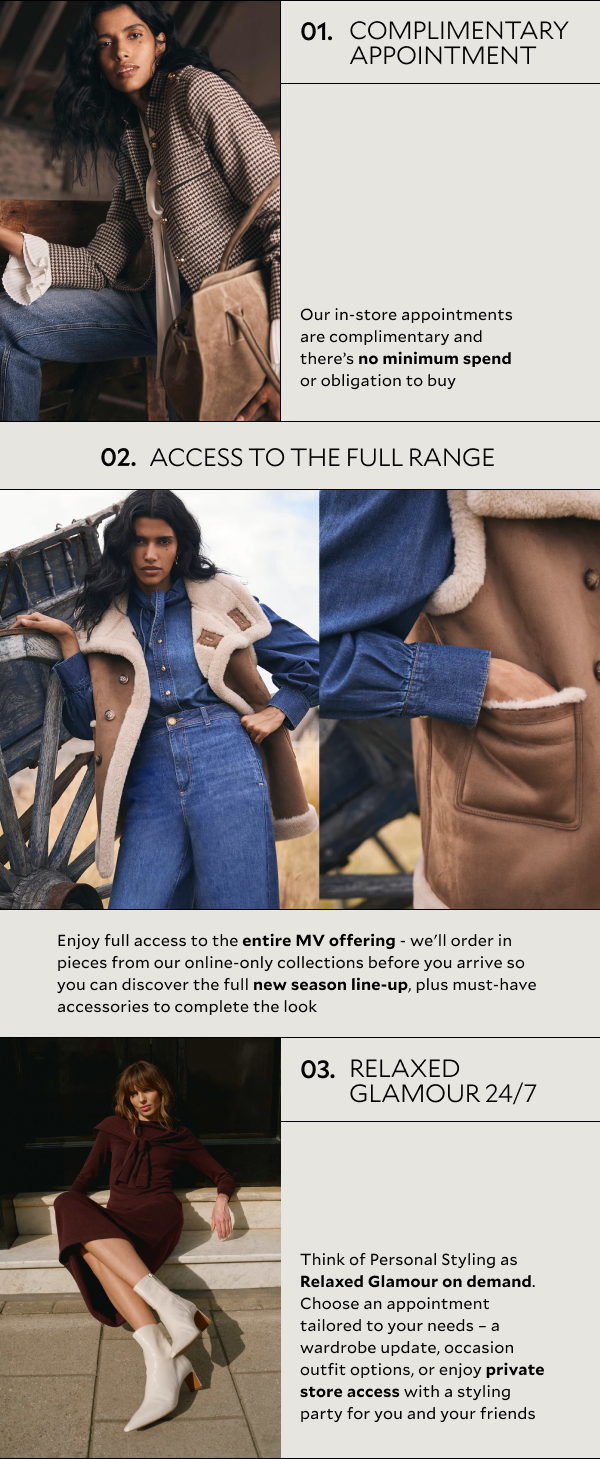 1. COMPLIMENTARY APPOINTMENT. Our in-store appointments are complimentary and there's no minimum spend or obligation to buy