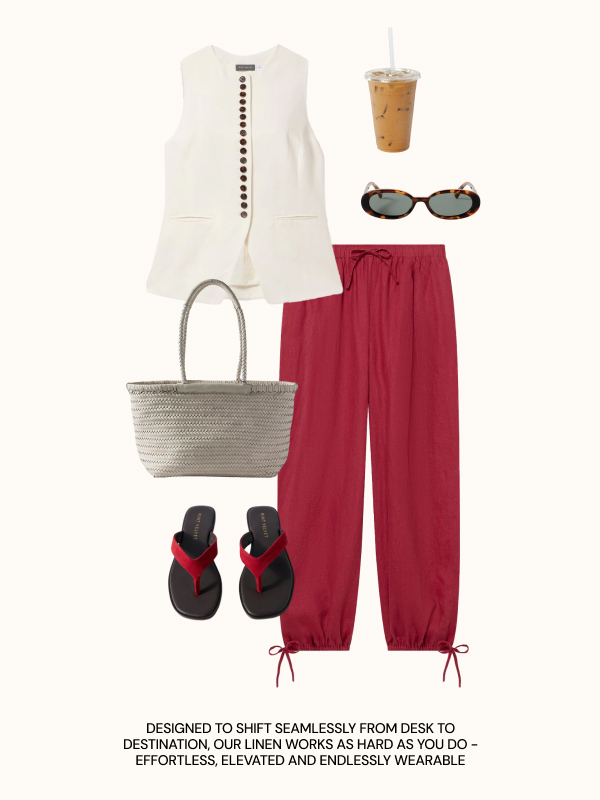 DESIGNED TO SHIFT SEAMLESSLY FROM DESK TO DESTINATION, OUR LINEN WORKS AS HARD AS YOU DO - EFFORTLESS, ELEVATED AND ENDLESSLY WEARABLE