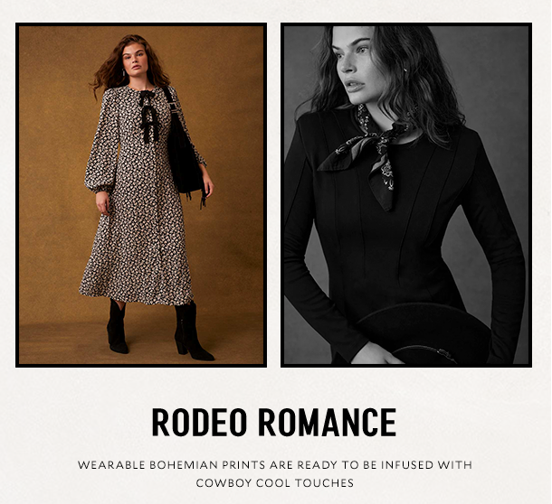 RODEO ROMANCE WEARABLE BOHEMIAN PRINTS ARE READY TO BE INFUSED WITH COWBOY COOL TOUCHES