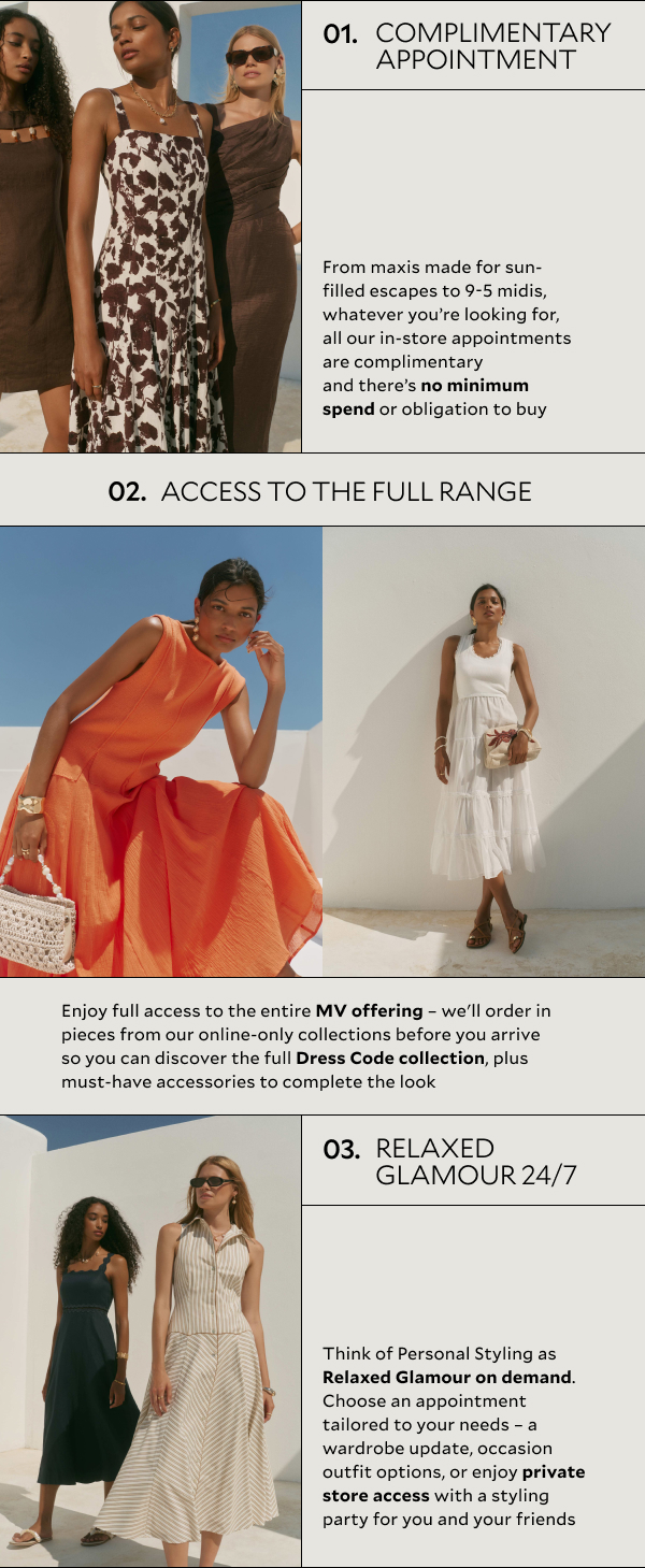 We’ve got everything you need to help shift your wardrobe into the new season. Whether you’re looking for must-have spring styles, how to inject colour into your looks or need those invite-worthy outfits, find it all at a Mint Velvet Personal Styling appointment. Build a capsule, discover the new season trends and create your everyday Relaxed Glamour rotation. Here are 3 reasons why we know you’ll love it…   BOOK NOW