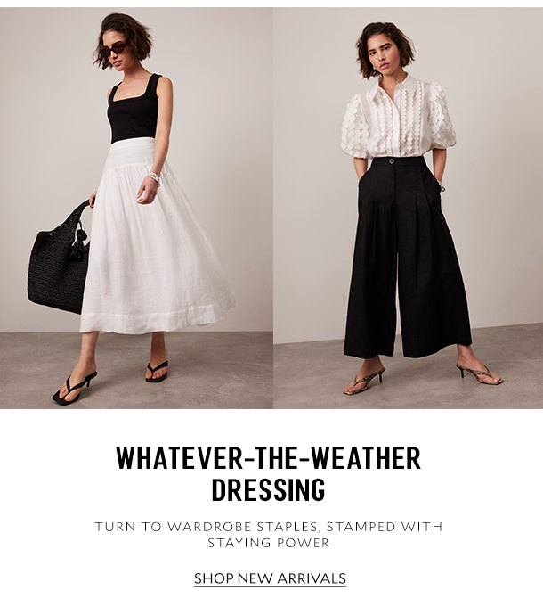 WHATEVER-THE-WEATHER DRESSING   Turn to wardrobe staples, stamped with staying power