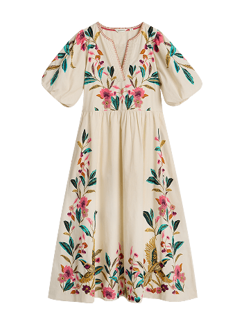 Shop Maeve Embroidered Midi Dress