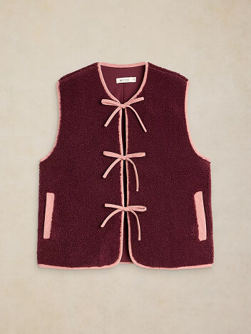 Shop Borg Tie Front Gilet
