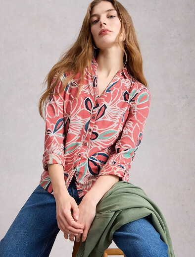 Shop Womens Annie Jersey Shirt Collared