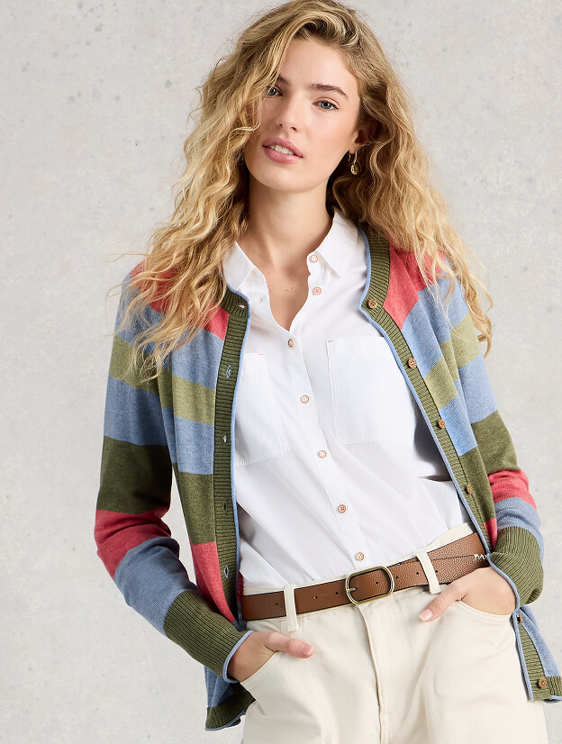 Shop Lulu Crew Neck Stripe Cardi