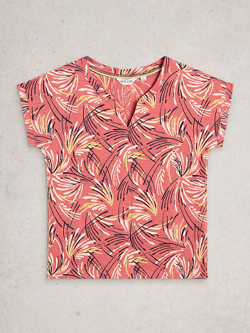 Shop Nelly Notch Neck Crew Neck Tee