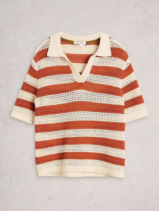 Shop Copper Knitted Stripe Polo