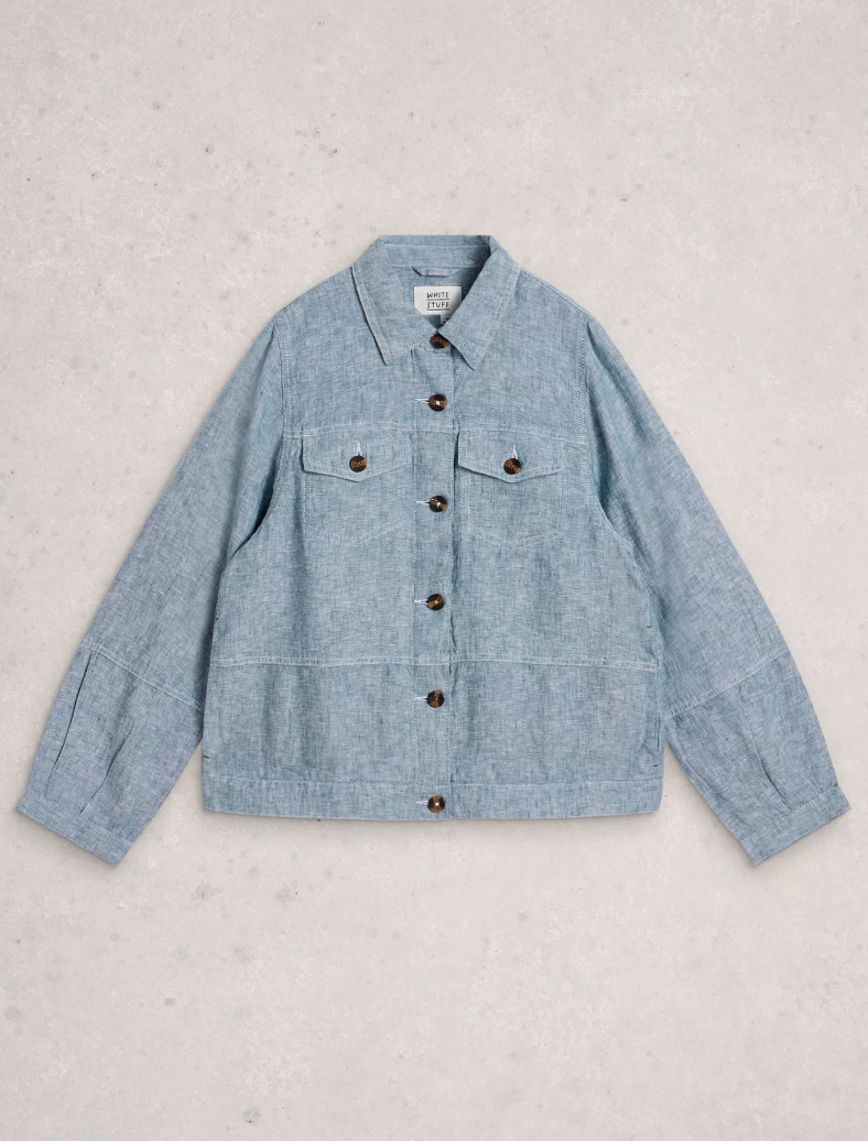 Shop Camille Linen Collared Jacket