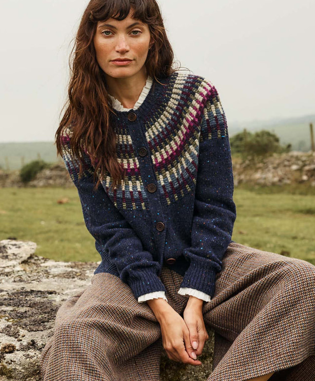 Donegal Stitch Yoke Cardigan