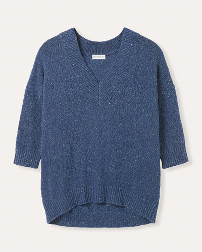 Flecked Cotton Silk Blend V Neck Jumper