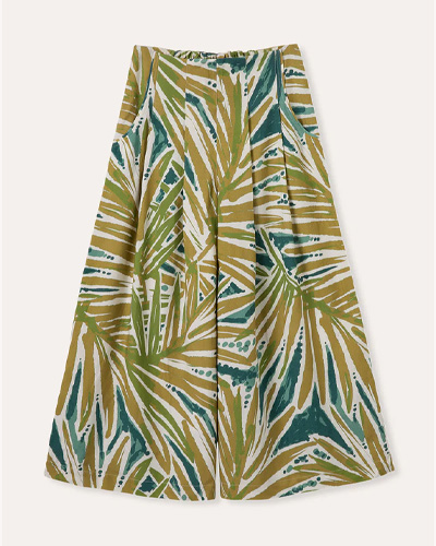 Linen Blend Palm Print Culottes