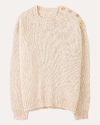 Linen Blend Slub Knit Button Detail Jumper