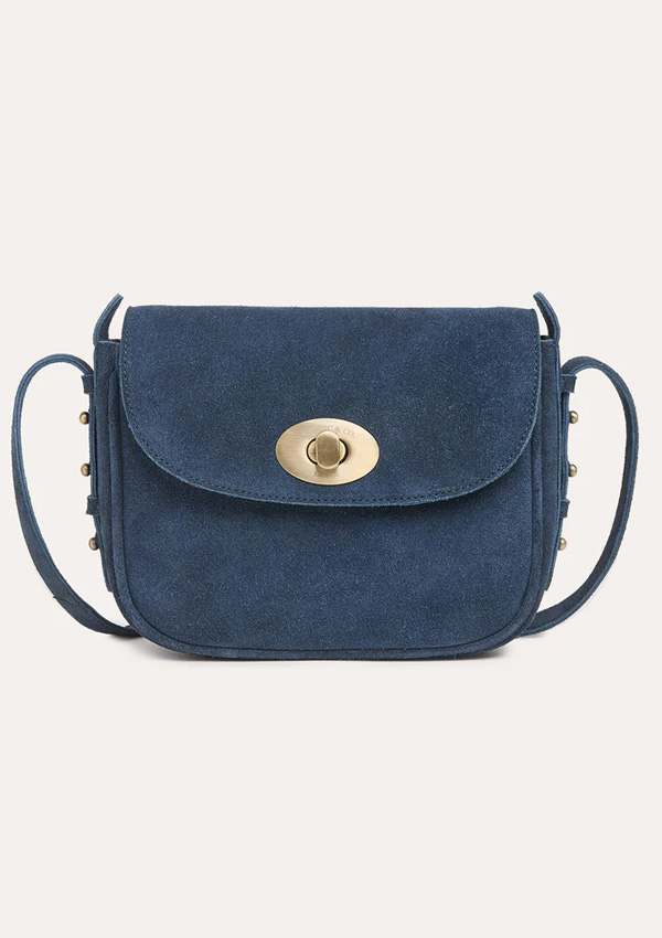 Suede Twist Lock Mini Cross Body Bag