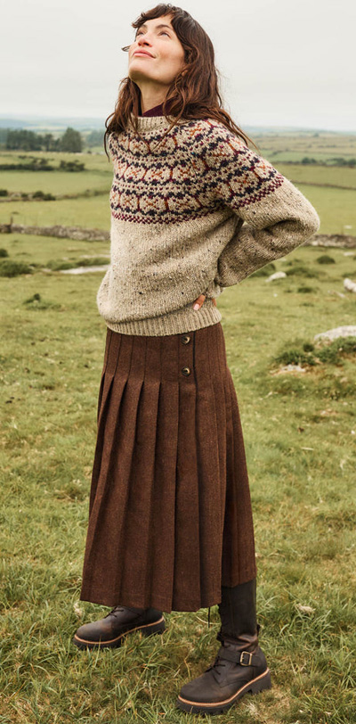 Pleated Wool Skirt