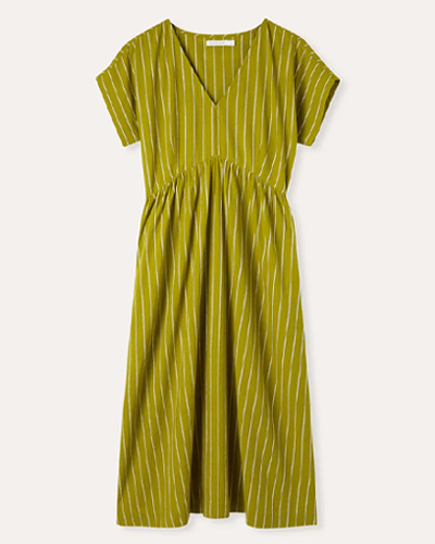 Wrap Waist Stripe Midi Dress