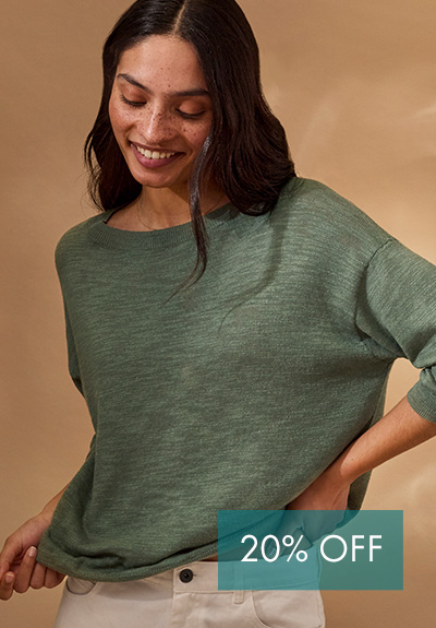 Linen Blend Crew Neck Top